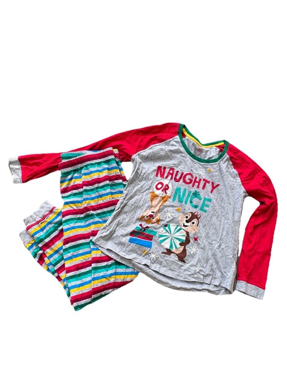 Disney Chip And Dale Pajama Set PJs Women Adult XL Christmas Holiday Colorful